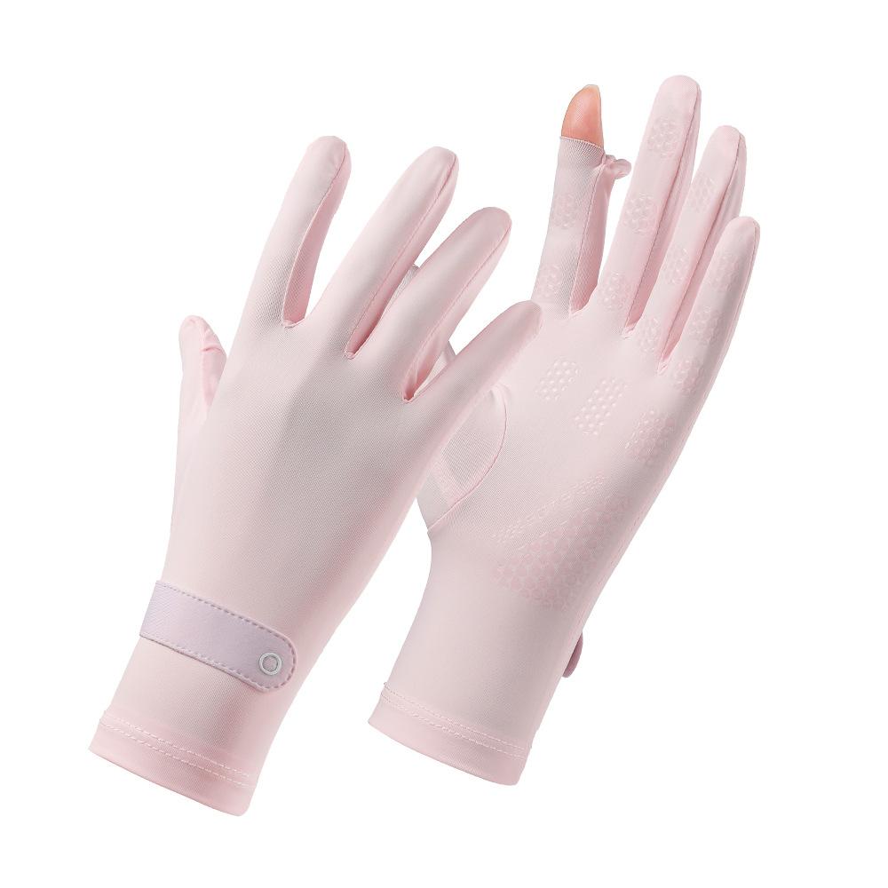 Sunscreen Gloves Summer Ice Silk Women's Outdoor Sports Ice Sensing Thin Breathable Non Slip Cycling Flip Touch Screen Gloves