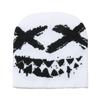Halloween Y2K Knitted Hat Streetwear Black White Pullover Cap Jacquard Woolen Hat  Outdoor