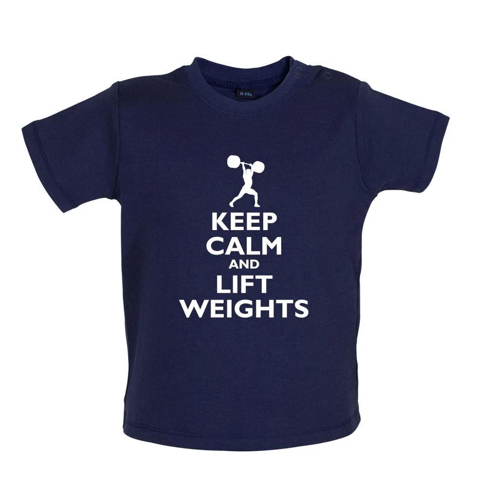 Keep Calm and Lift Weights - Baby Kids Boys Girls Unisex T-Shirt / Babygrow - Weightlifting Lift Weight 160