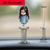 2D Flat Acrylic Car Dashboard Ornament, Cute Girl Wobbling Decor, Ideal Gift for Family & Friends, Versatile for Home Office & Car Decoration