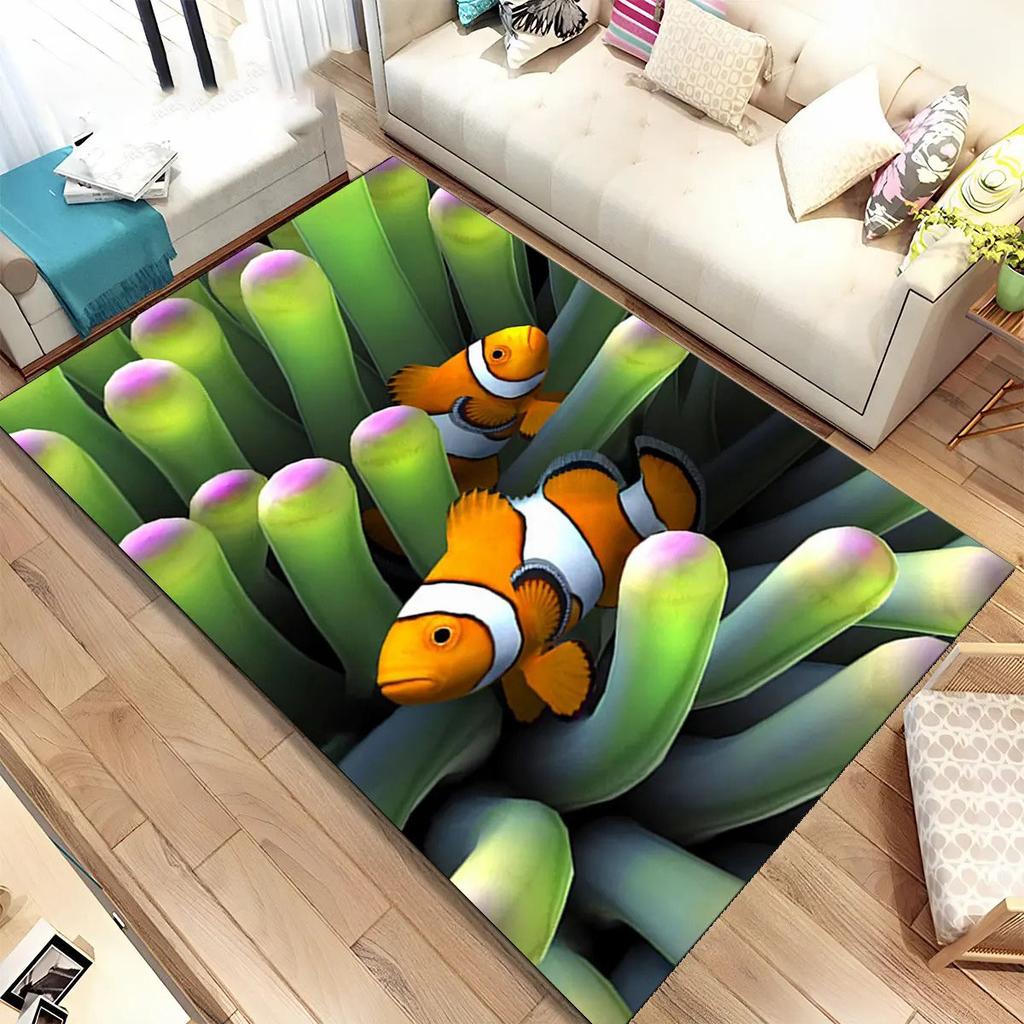 3D Meeresboden Unterwasserwelt Teppich Wohnzimmer Dekoration Schmutzabweisend Schlafzimmer Sofa Couchtisch Bereichsteppiche Waschbare Fußmatte