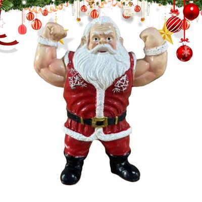 Humorous Muscle Santa Claus Figurines Resin Christmas Crafts Ornaments Christmas Funny Muscle Figurine Home Decoration