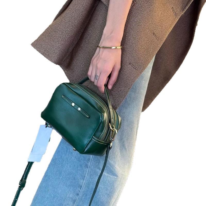 Cowhide Bag Women's Genuine Leather Small Square Bag Women's Bag Fashionable Single-shoulder Casual Crossbody Bag