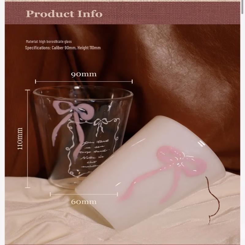 

Elegant Hand-painted Bowknot Glass Cup