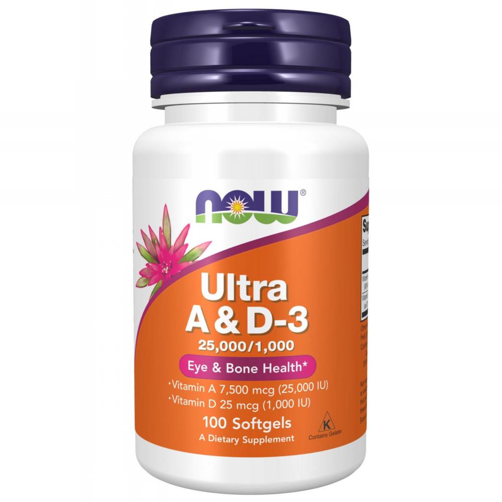 Now Foods Ultra A & D-3 25,000/1,000 IU Softgels 1 pcs 100 Tablets