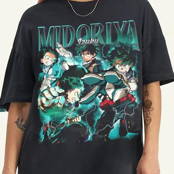 Anime My Hero Academia Midoriya Izuku Tshirt Summer Casual Short Sleeve T Shirt High Quality Cotton Tees Top Unisex Unisex Clothing