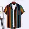 Men Shirt Contrast Color Vintage Striped Short Sleeves Single-breasted Daily Wear Cotton Pocket Men Summer Top Men Clothes