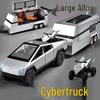 Cyber Pickup Truck with RV Trailer Die-cast Model