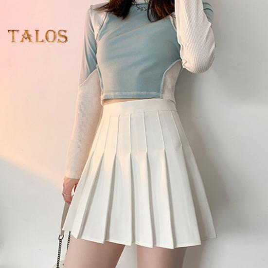 Damen-Minirock, elastischer A-Linien-Rock mit hoher Taille und Shorts-Futter, einfarbig, kurzer Rock, vielseitiger Styling-Rock