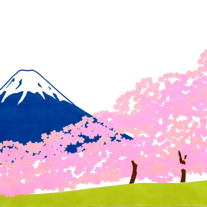 Dyeing Anbo Hand Towel the Cherry Blossom Garden At Authentic Dyed Cotton Tokuoka Made In Japan 35cm X 100cm "Following Fuji" 100%