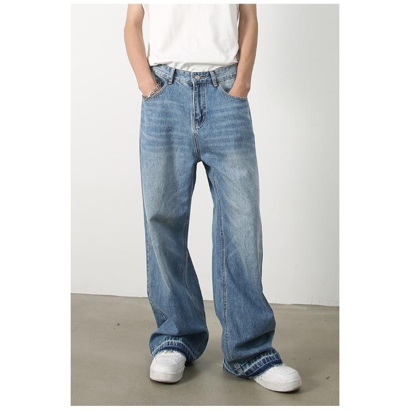 Lange Hosen Vintage Jeans Herren Gerade Locker Weites Bein Personalisiertes Beindesign Gerade Locker Jeans für Herren Modische und Bequeme Hosen