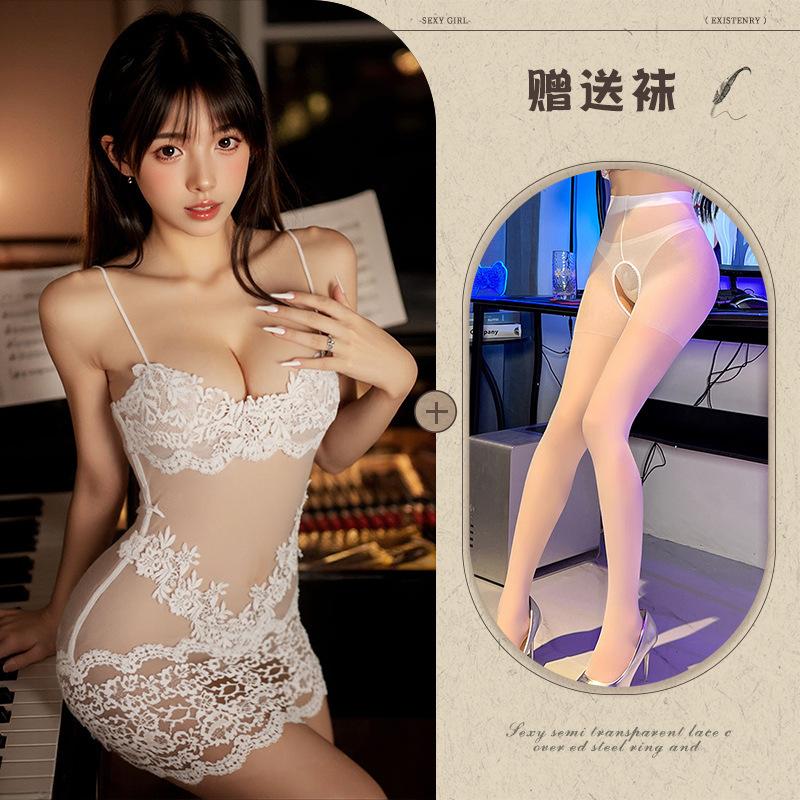 Sex underwear transparent lace sexy nightdress mesh suspender summer pure desire wind embroidery