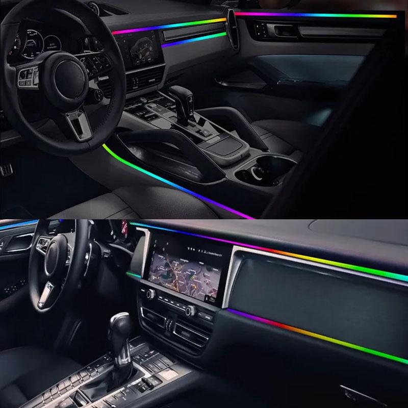 USB LED Car Ambient Lights App Remote Control Neon Light RGB Car Interior Decoration Acrylic Strips Atmosphere Lamp 64 Colors