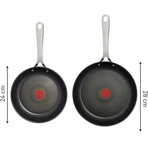 Набор сковородок Tefal E304S244 Jamie Oliver Cook's Direct из нержавеющей стали, 2 шт.