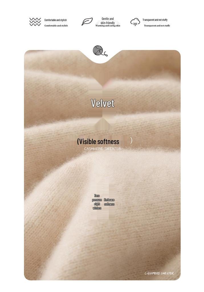 Women's Autumn Winter Cashmere V-Neck Raglan Sleeve Thick Knit Sweater