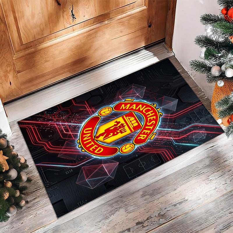 Tappeto in Flanella Stampato Manchester United Antiscivolo Morbido Poliestere Tappeto per Pavimento Tappetino Decorativo per Interni per Camera da Letto Soggiorno Divano