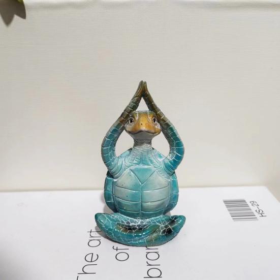 Yoga Meditation Sitting Turtle Figurine Resin Sea Turtle Statue Model Animal Sculpture Ornament Indoor Outdoor Garden Home Office Decoration