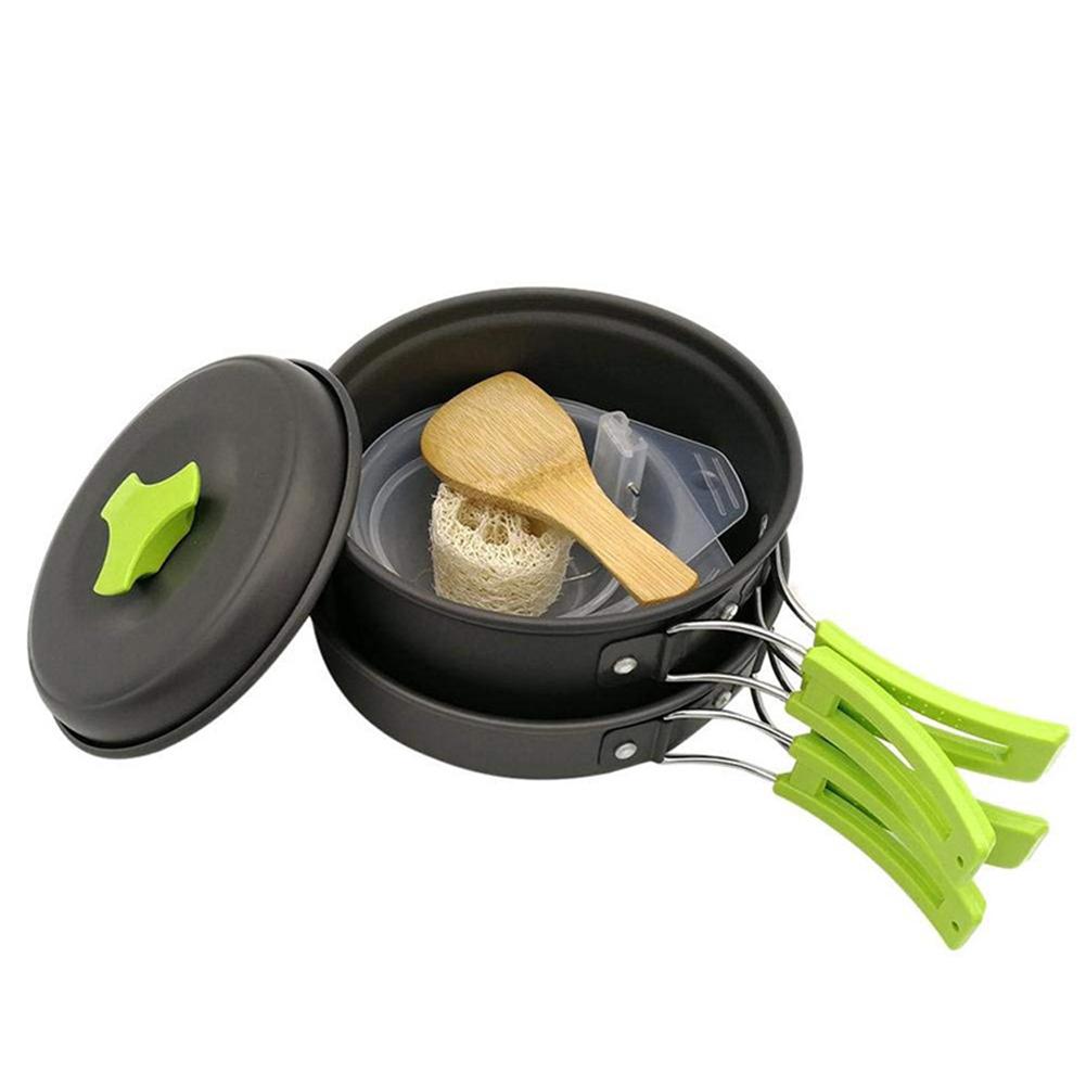 Camping Kochgeschirr Set Outdoor Tragbar Aluminiumlegierung Ds200 Wasserkocher Pfanne Topf Kochset Geschirr Ausrüstung