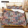 Bohemian Duvet Cover Set 3 Pieces Trellis Striped Ethnic Boho Vintage Quilt King Queen For Boy Girls Teens Polyester Bedding Set
