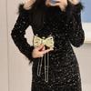 Flower Shaped Luxury Evening Bags Sparkling Mini Lipstick Bag Exquisite Banquet Chain Bag  Girls