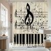 Musical Shower Curtain Bathroom Decor Novelty Musician Treble Clef Notes Piano Print Waterproof Curtain for Artist Home Gift