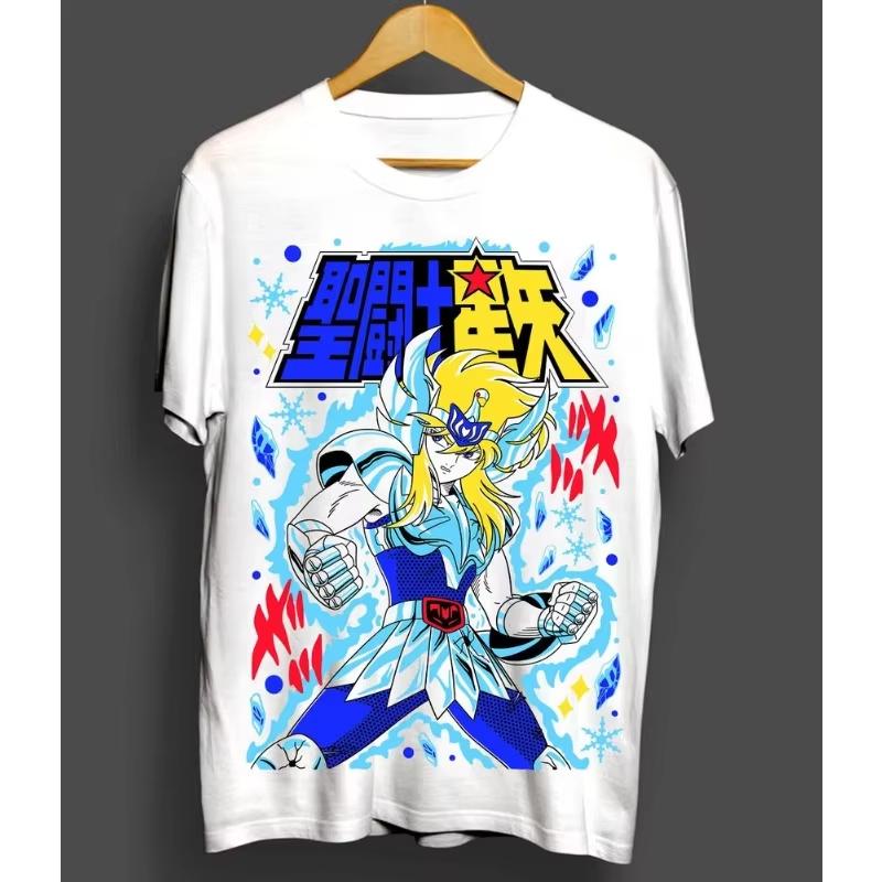 Summer Saint Seiya Dragon Shiryu Twelve Zodiac Knight Anime Mens Tshirt Soft Tshirt Super Large Clothing Y2k Top Men