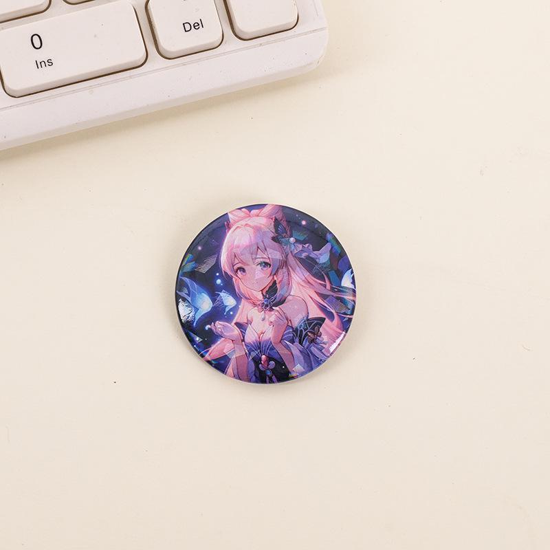 Genshin Impact Tinplate Brooch Set: Keqing, Xiao, Hu Tao, Klee, Kazuha - Cute Character Button Pendant Collection