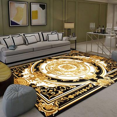 Luxuriöser goldener Teppich für Wohnzimmer Europa und Amerika Dekoration Große Teppiche Rutschfest Schlafzimmer Bettvorleger Kundenspezifische Matte