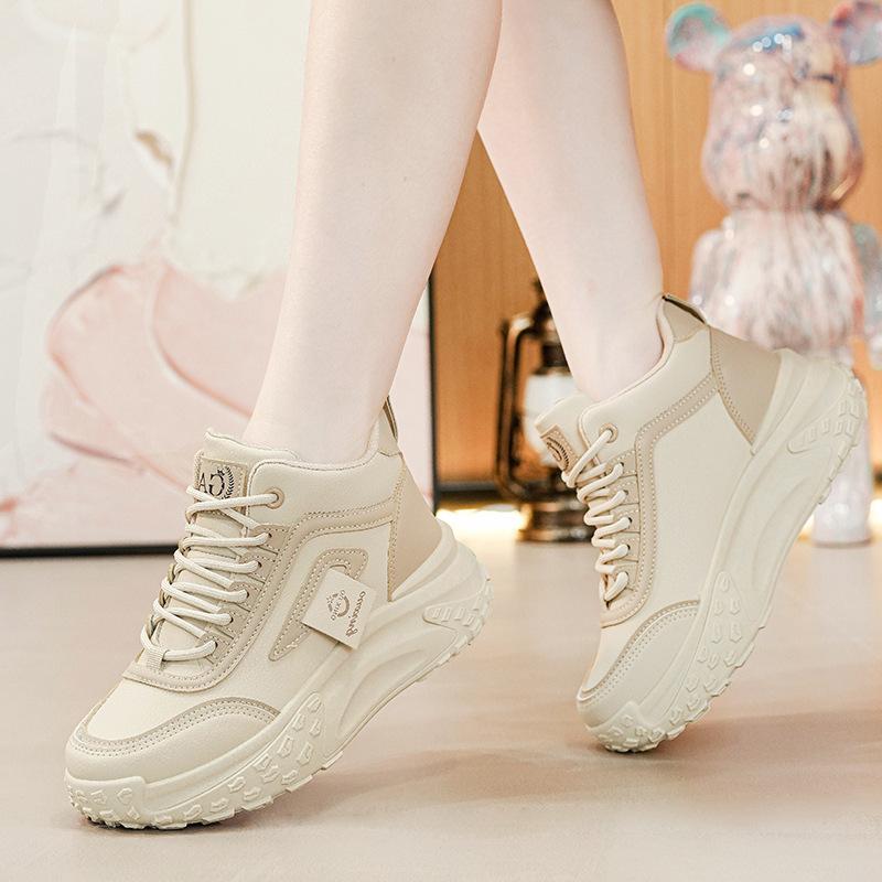 Spring new ins thick-soled high-top dad shoes, student running sports shoes increase height and leisure Q