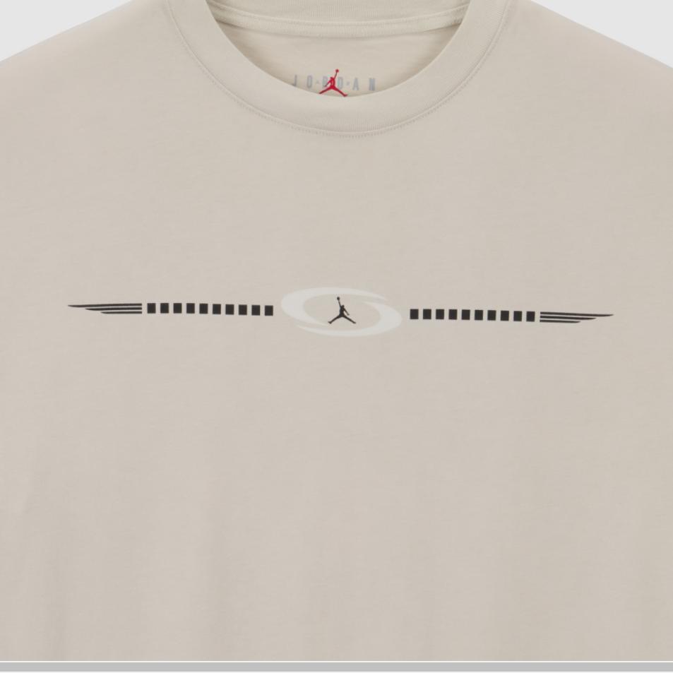 Jordan X Travis Scott Minimalist Logo Print Comfortable Breathable Crew Neck Knit Short Sleeve T-Shirt Men Tops Light-Bone DZ5511-072