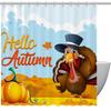 Thanksgiving Shower Curtain,Cartoon Turkey And Autumn Leaves Shower Curtain For Bathroom Decor Polyester Waterproof Bath Curtain
