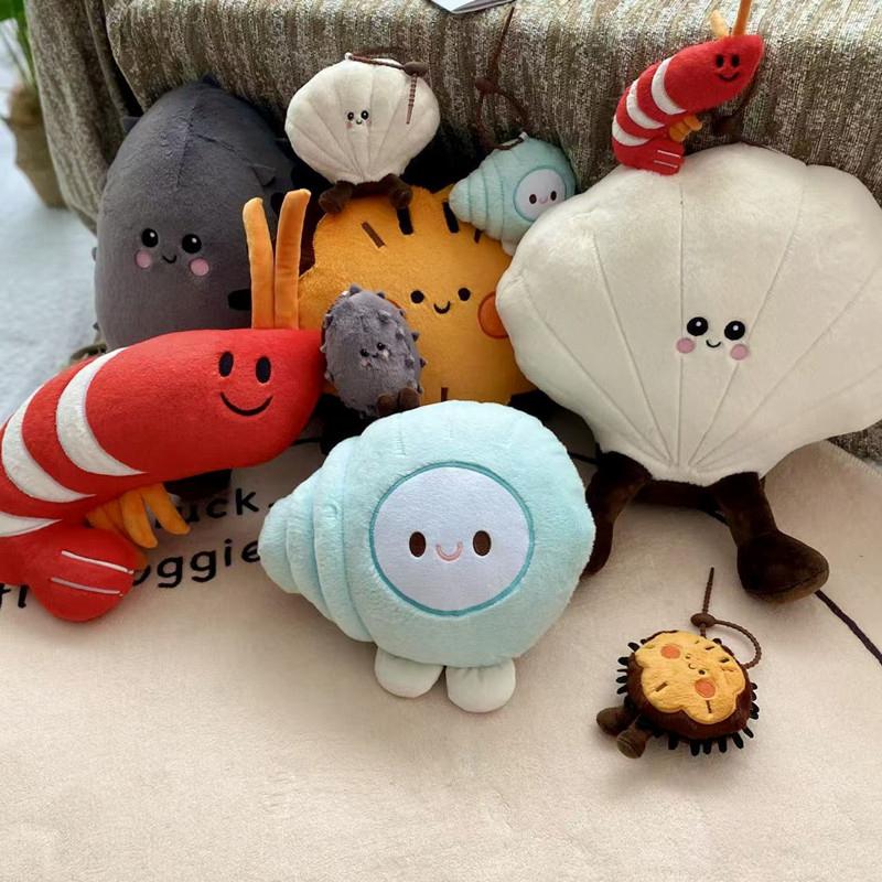 Ocean Animal Cartoon Plush Toy Stuffed Shell King Crab Sea Urchin Trepang Prawn Conch Decor Plushie Gift