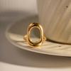 Stainless Steel Metal Hollow Square Open Rings For Women Vintage Gold Color Geometric Waterproof Chunky Ring Jewelry