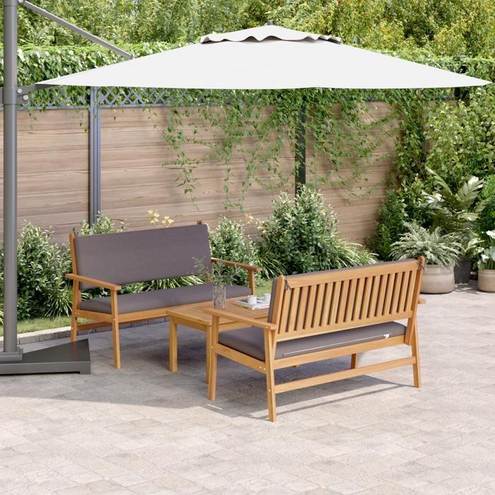 Ensemble de canapé de jardin 3 pièces avec coussins en bois d'acacia 3325230