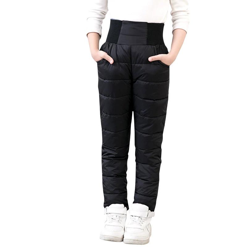 Winter Children's Down Cotton Pants with Thick Velvet for Boys and Girls, Warm Pants for Both Inside and Outside Wear