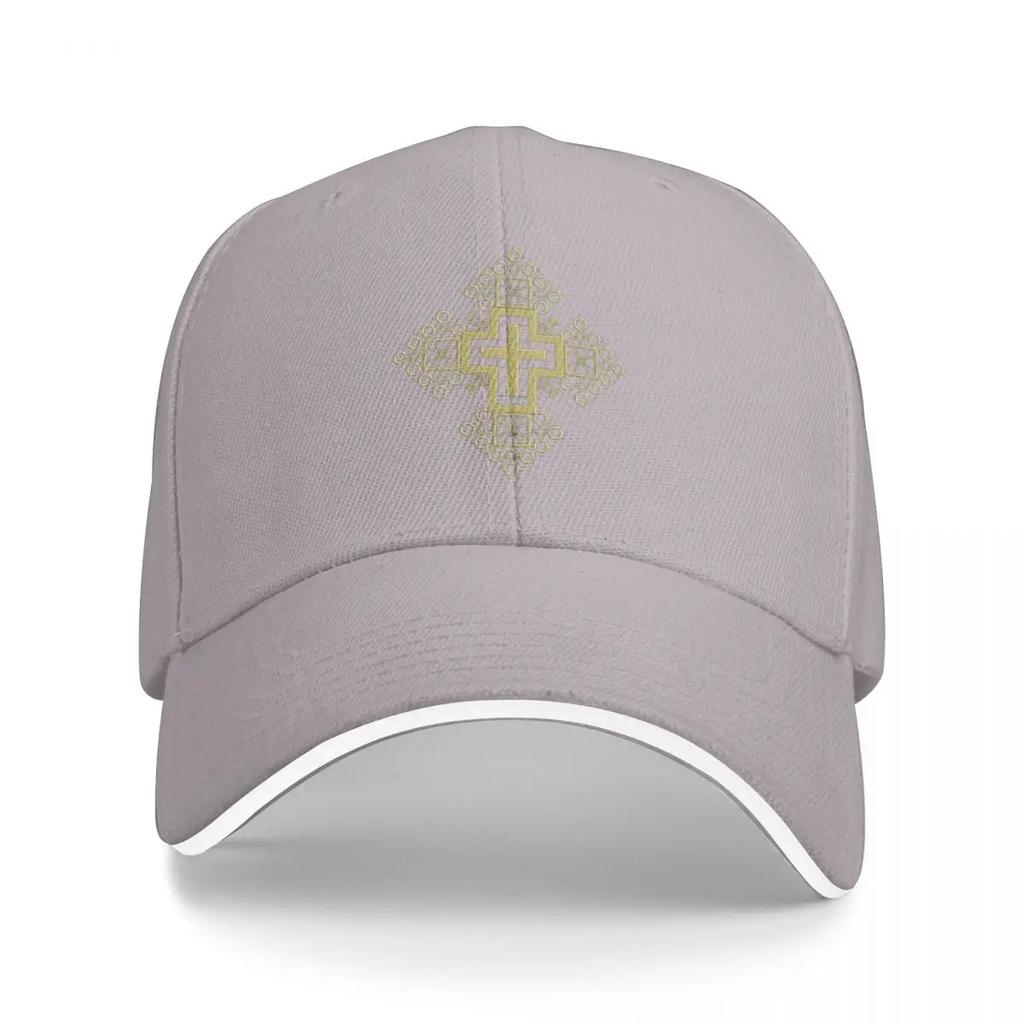Ethiopian Orthodox Church Cross Pattern Illustration High Quality Vector Baseball Cap Cosplay Icon Womens Golf Clothing Unisexs