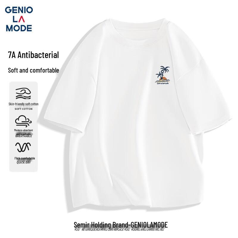 GENIOLAMODE Men s Crew Neck Antibacterial Graphic T-Shirt 2XL