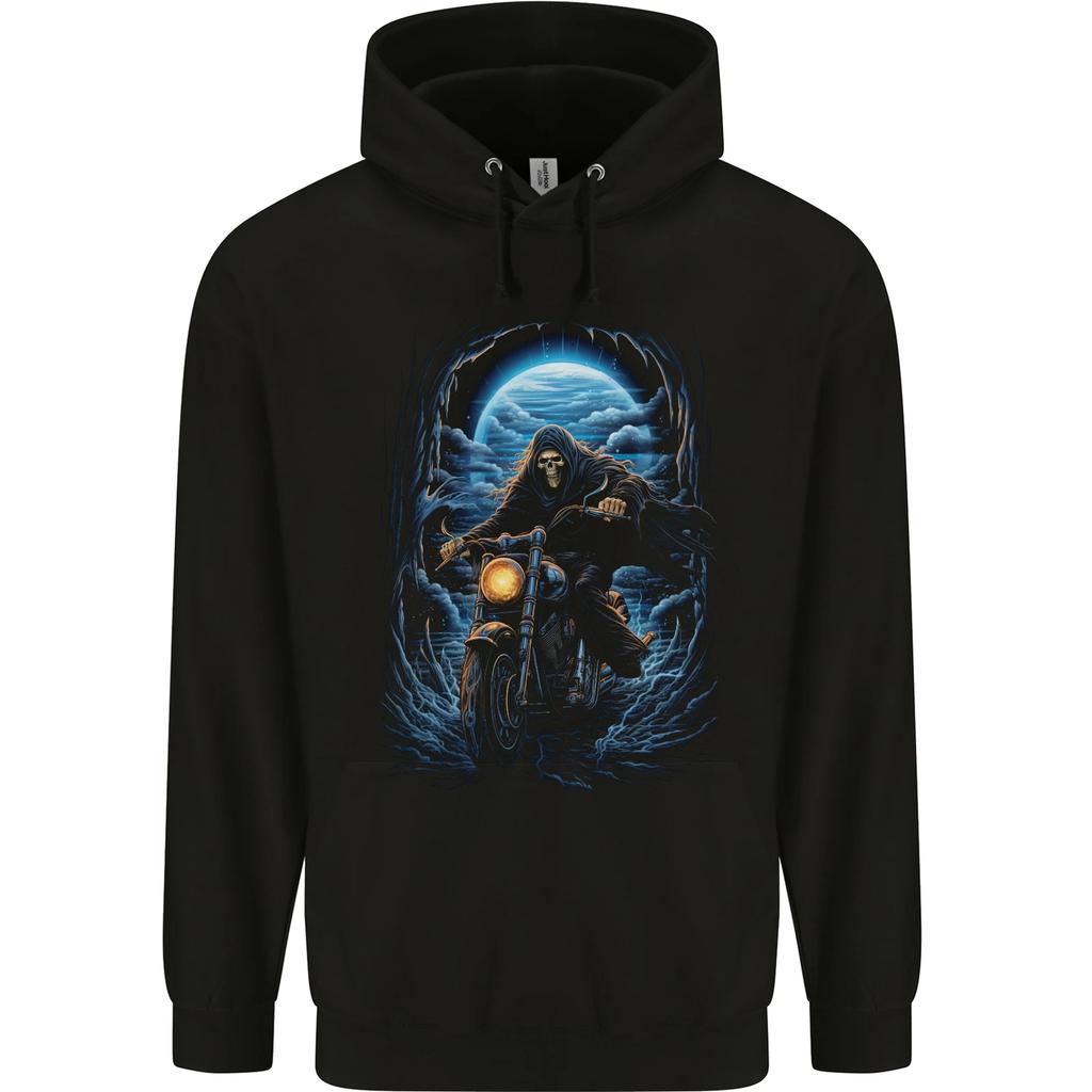 Skull Biker Motorcycle Motorbike Grim Reaper 10 Childrens Kids Hoodie