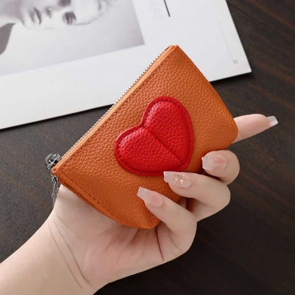 PU Leather Love Heart Coin Purse Mini Jewelry Storage Bag Card Holder Pouch Change Purse  Women