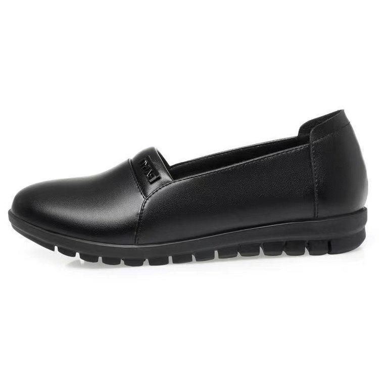 Autumn Thick-soled Soft Leather Comfortable Single Shoes New Flat-soled Medium Non-slip Shoes Single Shoes Leather Shoes