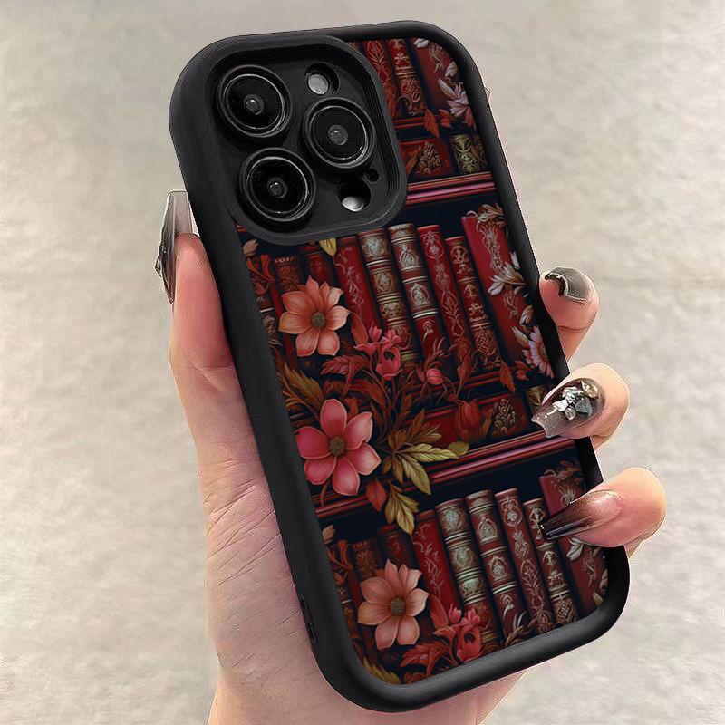 Case for Xiaomi Redmi Note 14 13 12 11 Pro Plus 12S 11S 10S 10 Redmi 13C 12C 14C 4G Flowery Bookshelf Painting Soft Phone Cover
