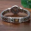 Factory Price S925 Sterling Silver Retro Men Hand-Woven Rattan and Grass Pattern Circular Color Blocking Trendy Bracelet Jewelry
