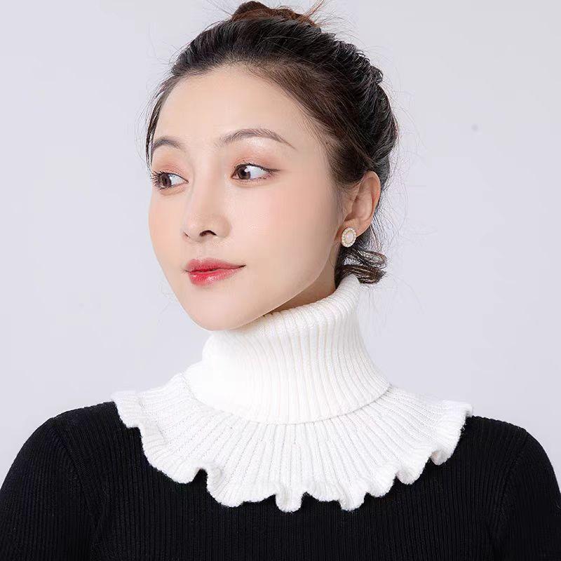 

Зимний шарф, женский холодостойкий, теплый вязаный шейный шарф, женский красный шарф с искусственным воротником белый