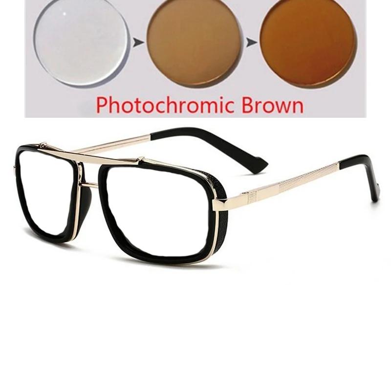 0 -0,5 -0,75 -1,0 Až do -6,0 Šedá/Čajová čočka Dioptrické sluneční brýle Pánské Čočka na krátkozrakost Čtvercové Parní punkové sluneční brýle Pro muže