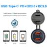 Dreifache Kfz-Ladebuchse QC 3.0 USB Typ-C Mehrfach-Schnellladeadapter PD3.0 Anschlüsse für LKW Motorrad mit Berührungsschalter