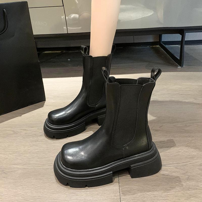 

Новая женская обувь, туфли и ботинки, ботинки до середины икры и короткие ботинки на толстой подошве с широким носком 38