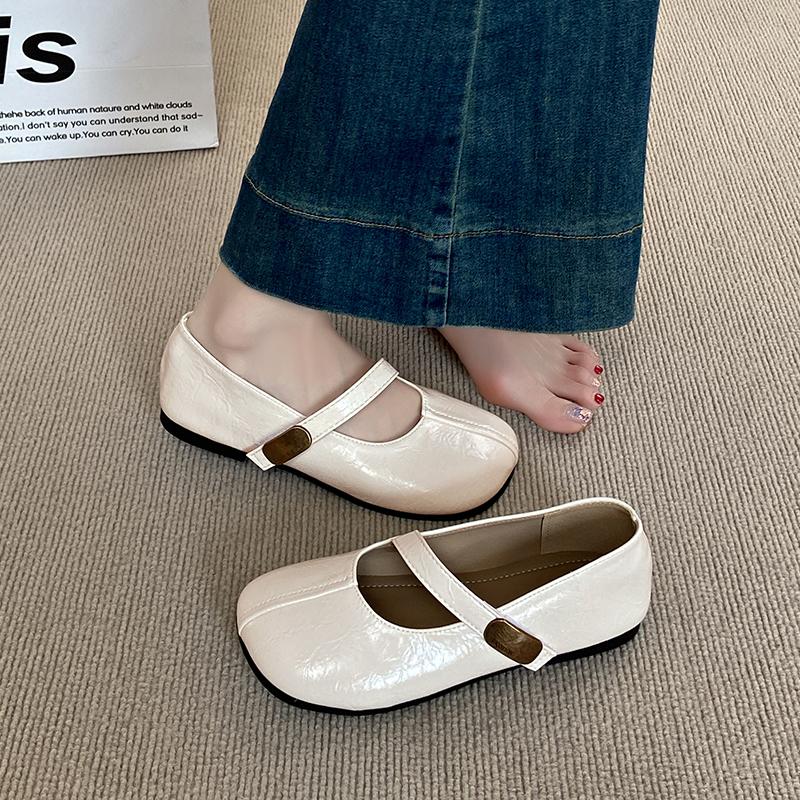 CRLAYDK Womens Flats Moccasins Retro Dress PU Leather Strap Slip On Loafers for Work Penny Dress Walking Ladies Casual Shoes