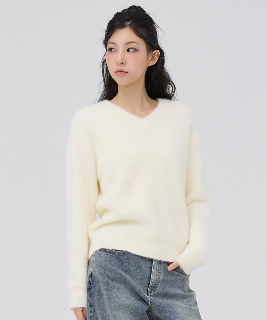 CHASECULT Women'S V-Neck Winged Sweater - Ivory