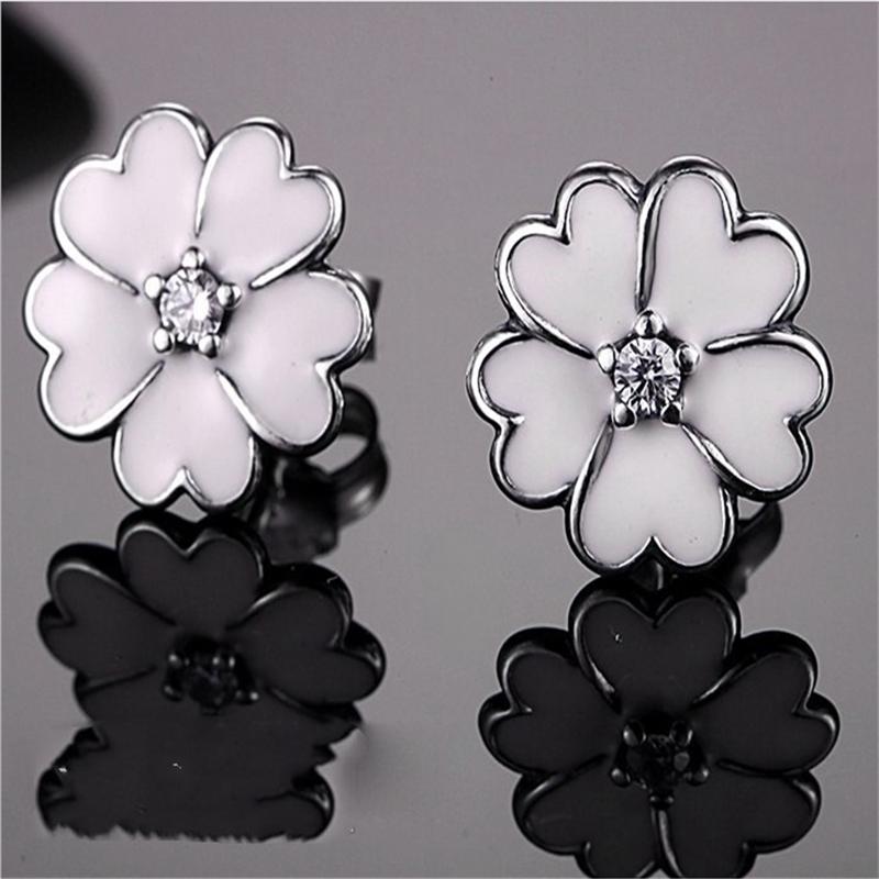 

Милые серьги-гвоздики из стерлингового серебра с вишней для женщин, сделанные вручную, с белой эмалью