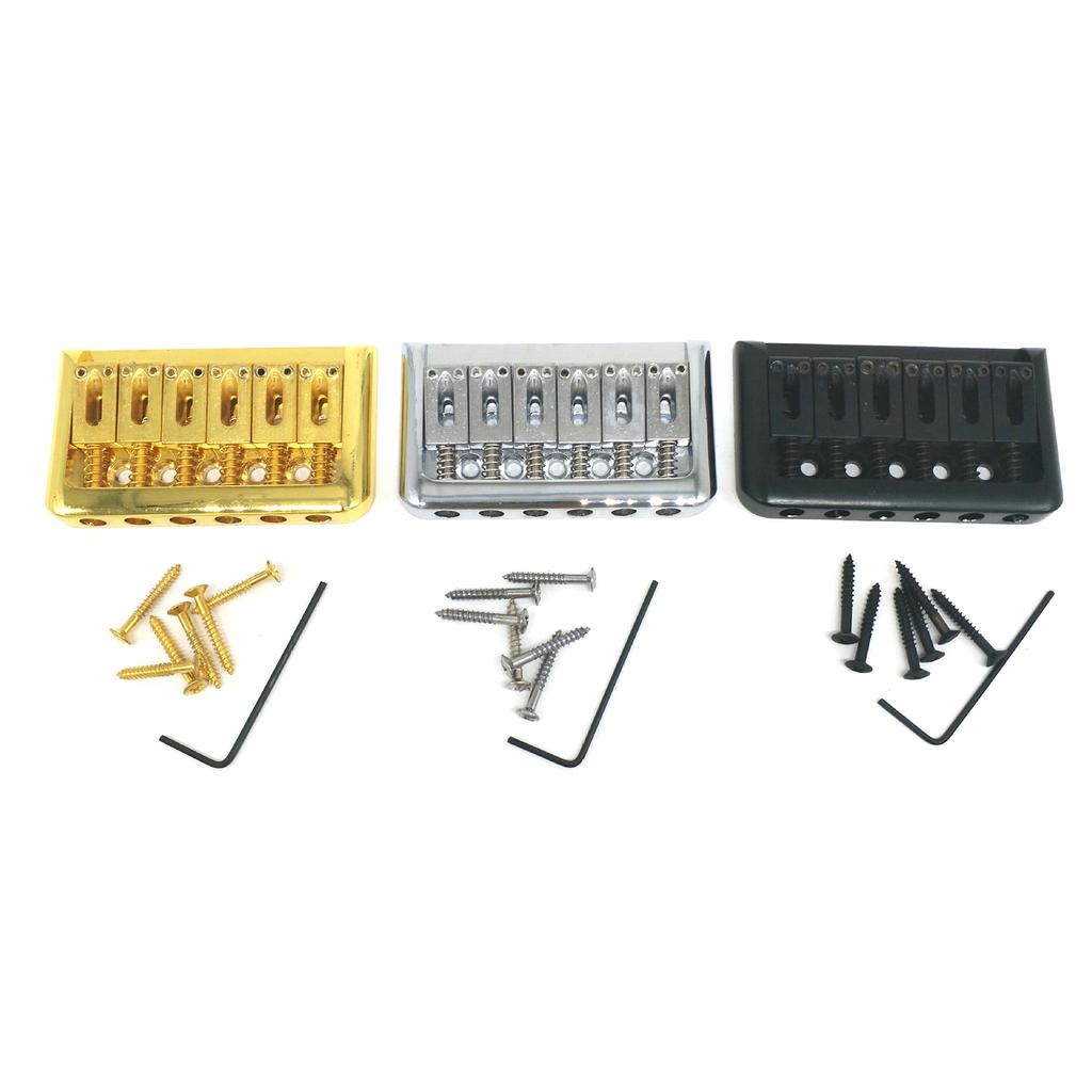 Adjustable 6 String Guitar Bridge with Wrench & Screws Metal Fixed Top Load Guitar Tailpiece Guitar Fixed Bridge